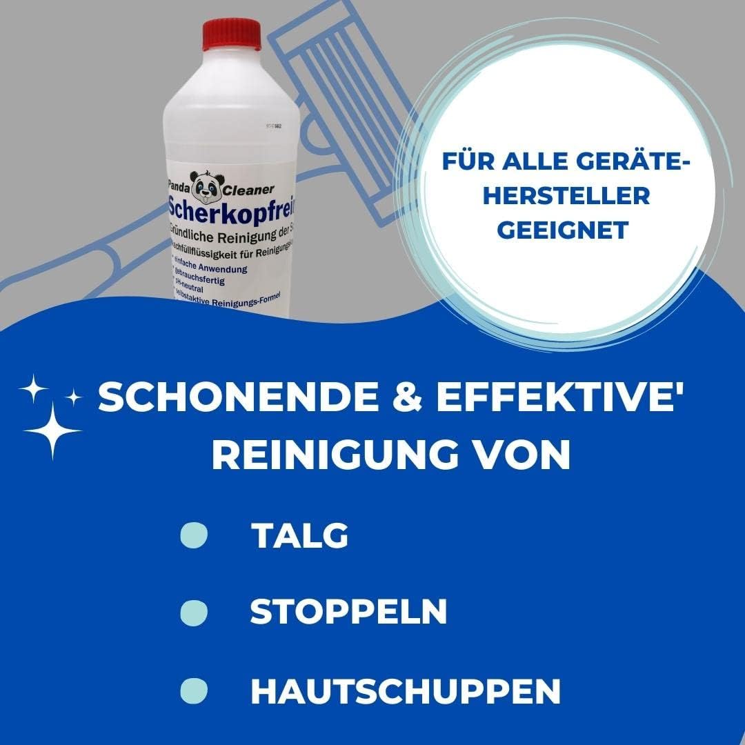 PANDACLEANER Scherkopfreiniger 2.0 2er-Set 2000ml - Nachfüllflüssigkeit für Reinigungskartuschen | D
