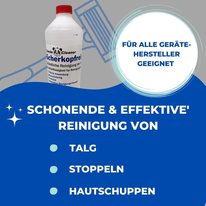 PandaCleaner Scherkopfreiniger 2.0 3er-Set 3000ml - Nachfüllflüssigkeit für Reinigungskartuschen | D