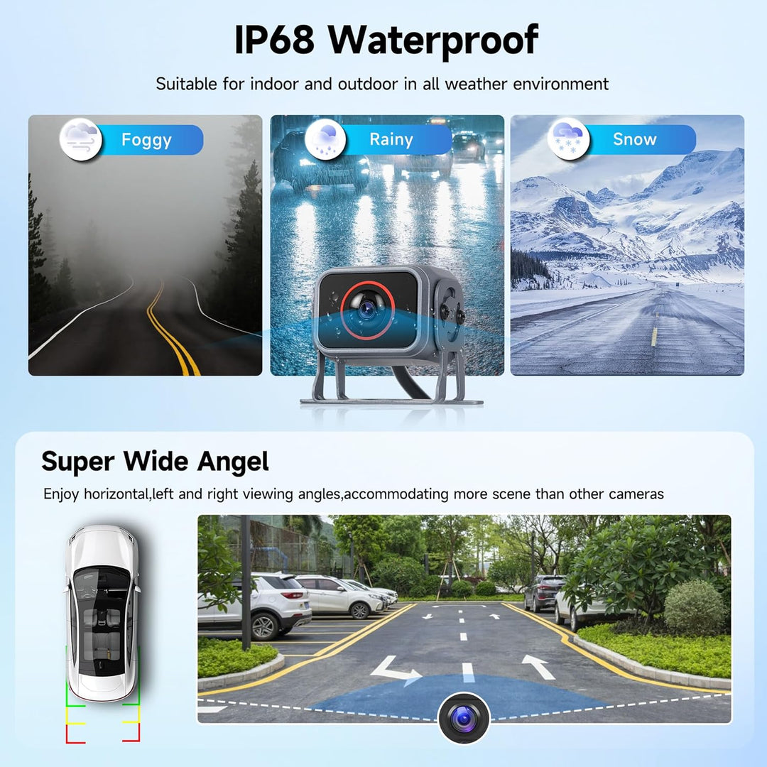 Digitale Wired Rückfahrkamera 5 Kamera kit mit 10.1 Zoll IPS Monitor mit 5M+15M Kabel, Rückfahrkamer