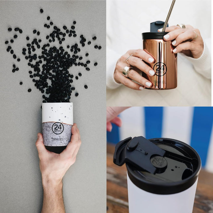 24Bottles Travel Tumbler - Reise- und Büro-Thermobecher 350ml/600ml, 100% Luftdicht für Kaffee und T