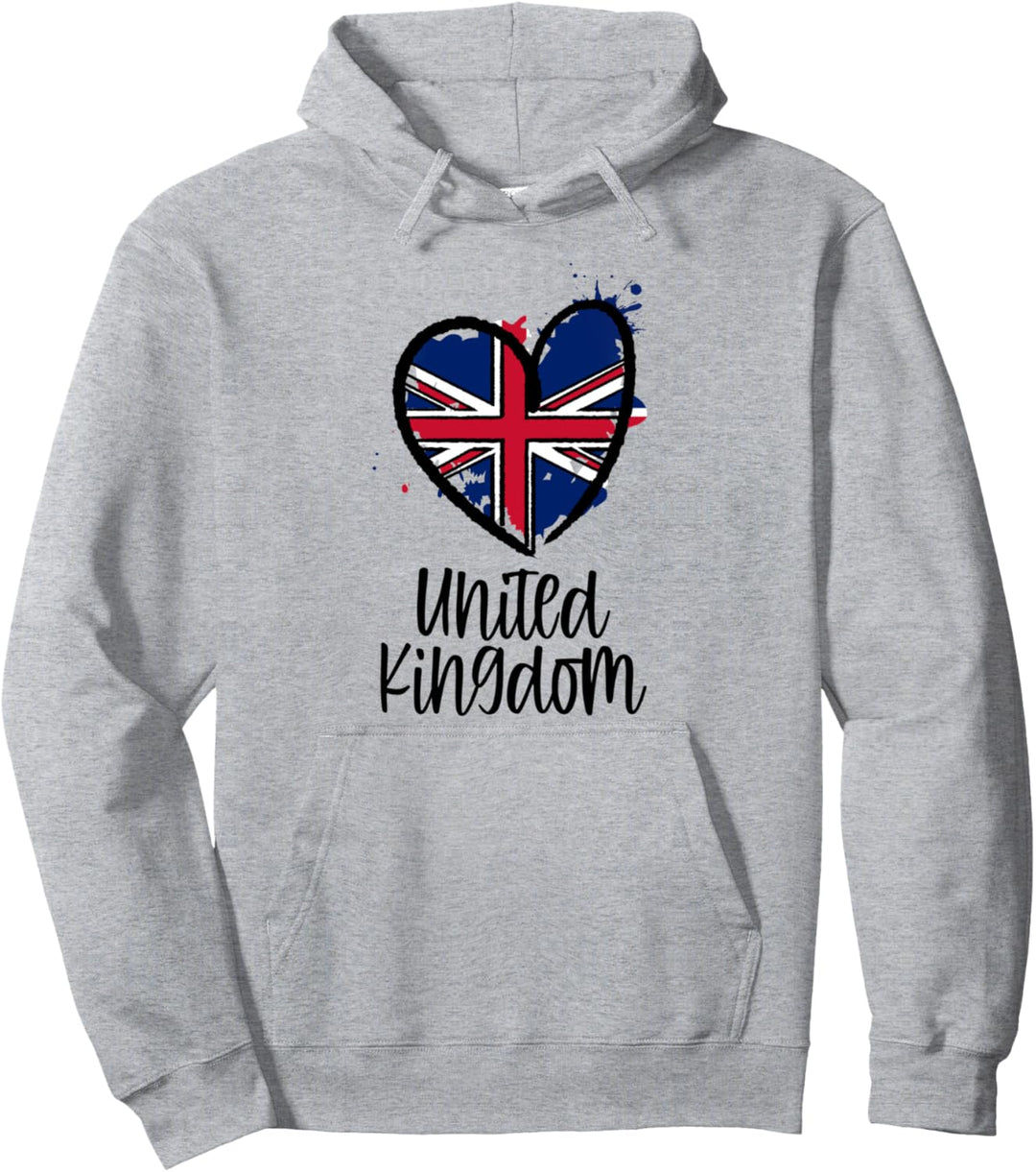 United Kingdom Heart UK Great Britain British English Gift Pullover Hoodie