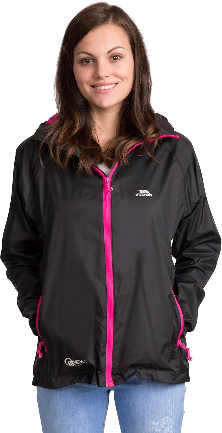 Trespass Unisex Qikpac Jacket Kompakt Zusammenrollbare Wasserdichte Regenjacke (1er Pack) XXL Schwar