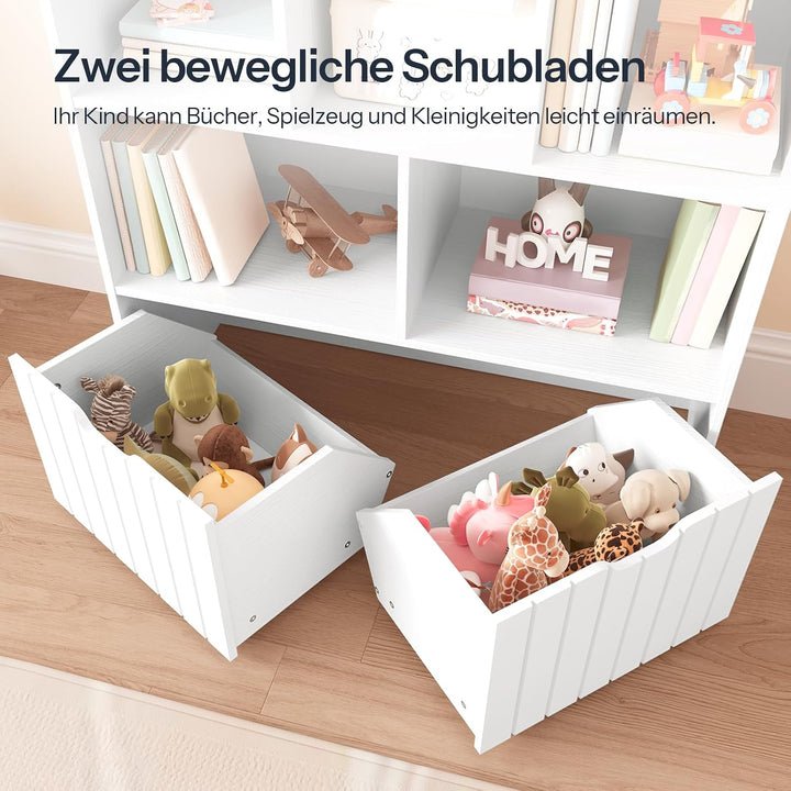 HOOBRO Kinderregal, Spielzeugregl, Bücherregal für Kinder EWT88CW01 | Spielzeugaufbewahrung, 2 separ
