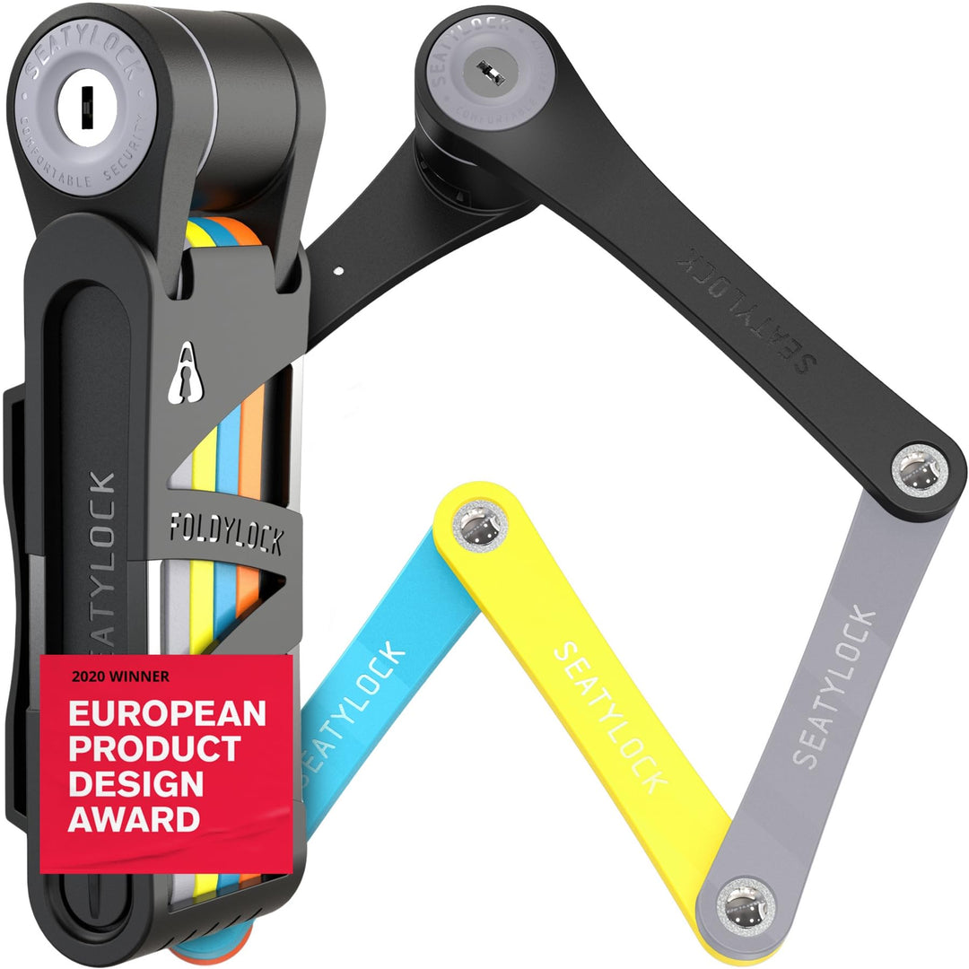 FoldyLock Compact Fahrrad Faltschloss – Patentiertes Testsieger Fahrradschloss mit Schlüssel und Hal