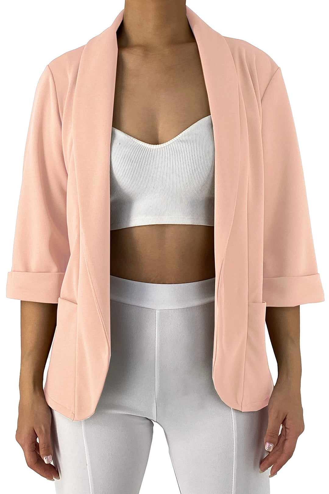 JOPHY & CO. Damen Blazer Jacke mit Taschen (cod. 5572) 3XL Rosa, 3XL Rosa