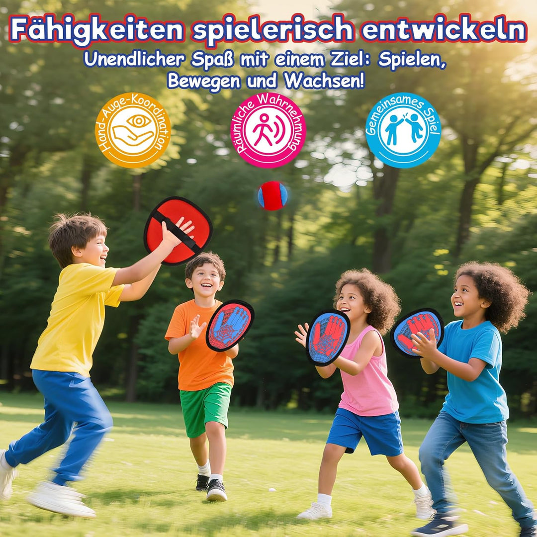 Sunrad Klettballspiel Klettball Strandspielzeug Strandspiele Wurfspiel Kinder mit 4 Fangscheiben und