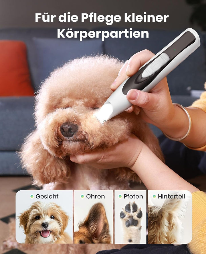 oneisall 2in1 Pfotentrimmer für Hunde + Krallenschleifer für Hunde | Leise 35dB, 2-LED-Leuchte, USB-