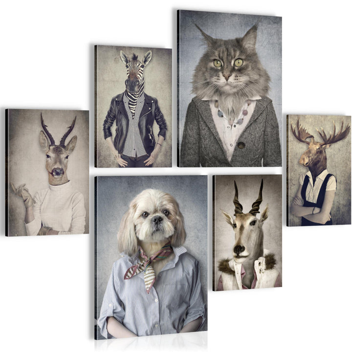Novart Bilder Set - AUFHÄNGFERTIG - KEIN EXTRA RAHMEN BENÖTIGT - Abstrakt Modern Tiere - Wohnzimmer