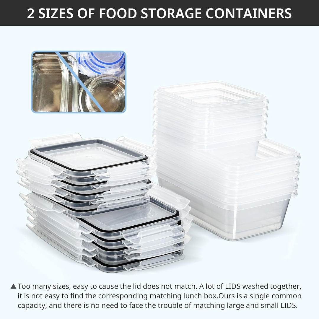 Hibisaws 12er Clip & Close Frischhaltedosen-Set, BPA-frei Und 100% Luftdicht, Transparent, 6 x1 L &