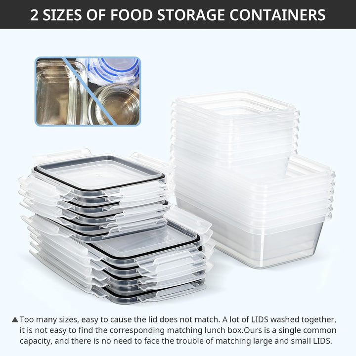 Hibisaws 12er Clip & Close Frischhaltedosen-Set, BPA-frei Und 100% Luftdicht, Transparent, 6 x1 L &