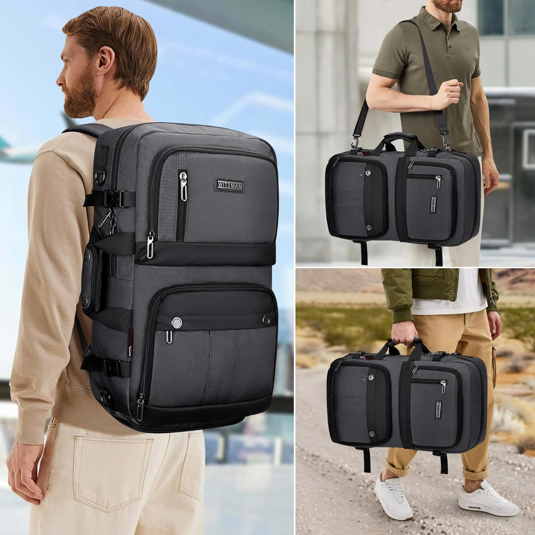 WITZMAN Reiserucksack Herren Damen Gross Laptop Rucksack 15.6-17 Zoll mit USB-Ladeanschluss Flugzeug