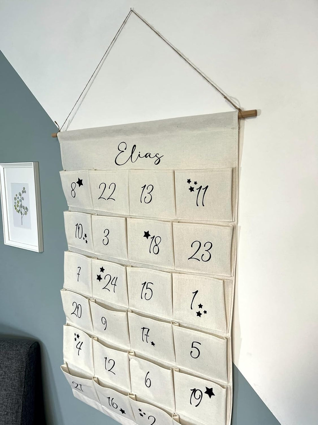 minimutz XL Adventskalender mit Name personalisiert für Kinder | 24 Taschen zum selber Befüllen gros