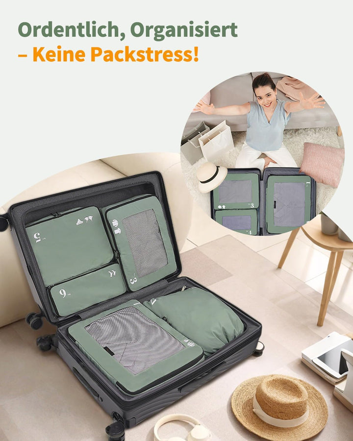 ECOHUB 7 Teilig Koffer Organizer Set, Packing Cubes mit Reissverschluss, Recyceltes PET Packwürfel S