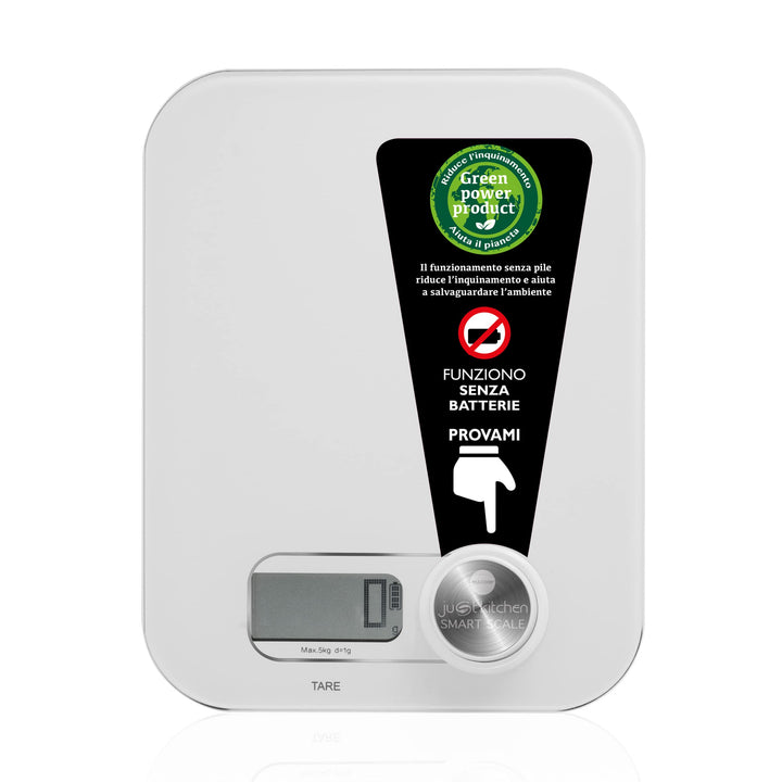 Macom Just Kitchen 868 SMART Scale Elektronische Waage für Lebensmittel ohne Batterien, Weiss