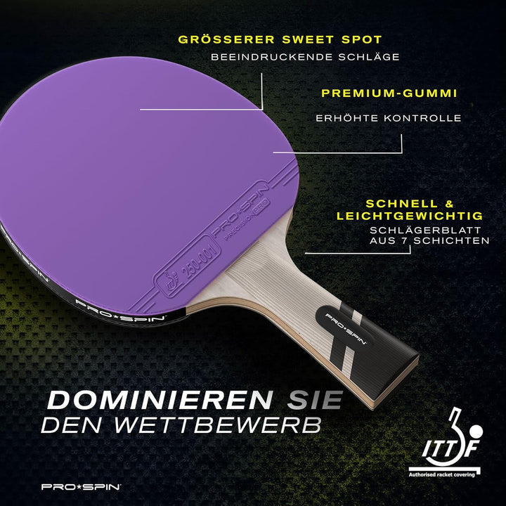 PRO SPIN Tischtennisschläger - Carbon Profischläger, Überlegener Präzision, Spin - Profi-Obergummi,