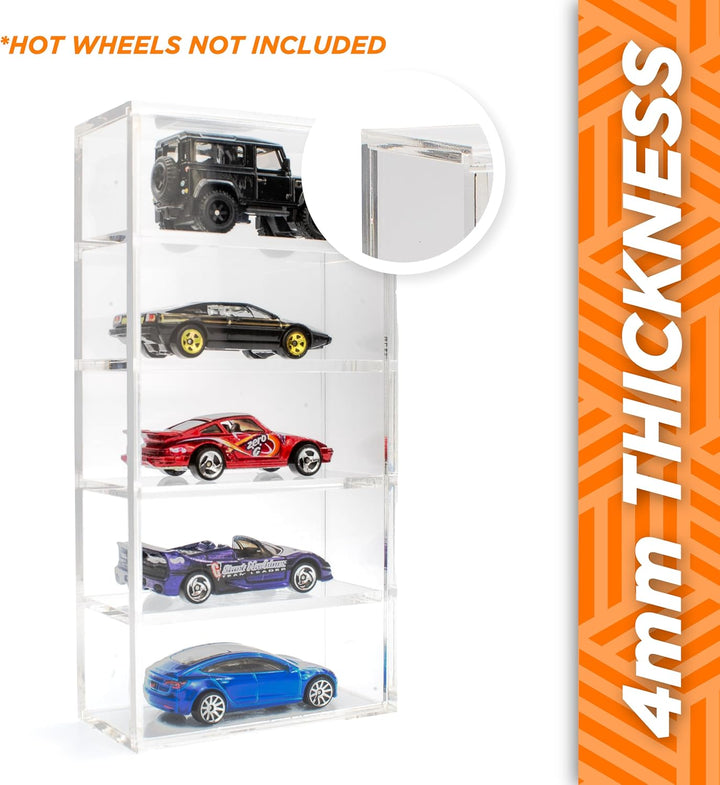Friki Monkey Vitrine für Hot Wheels Loose mit 5 Höhen, Acrylvitrine für Hot Wheels, Vitrine für Auto