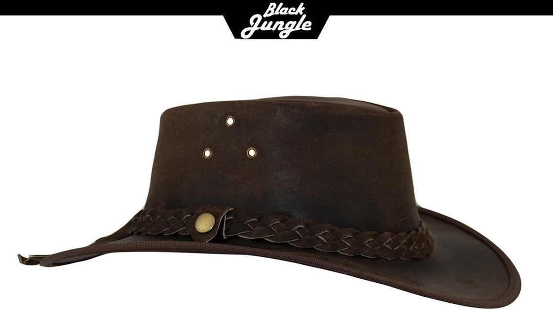 Black Jungle Bulat Lederhut, Westernhut, Australienhut, Cowboyhut S Braun, S Braun