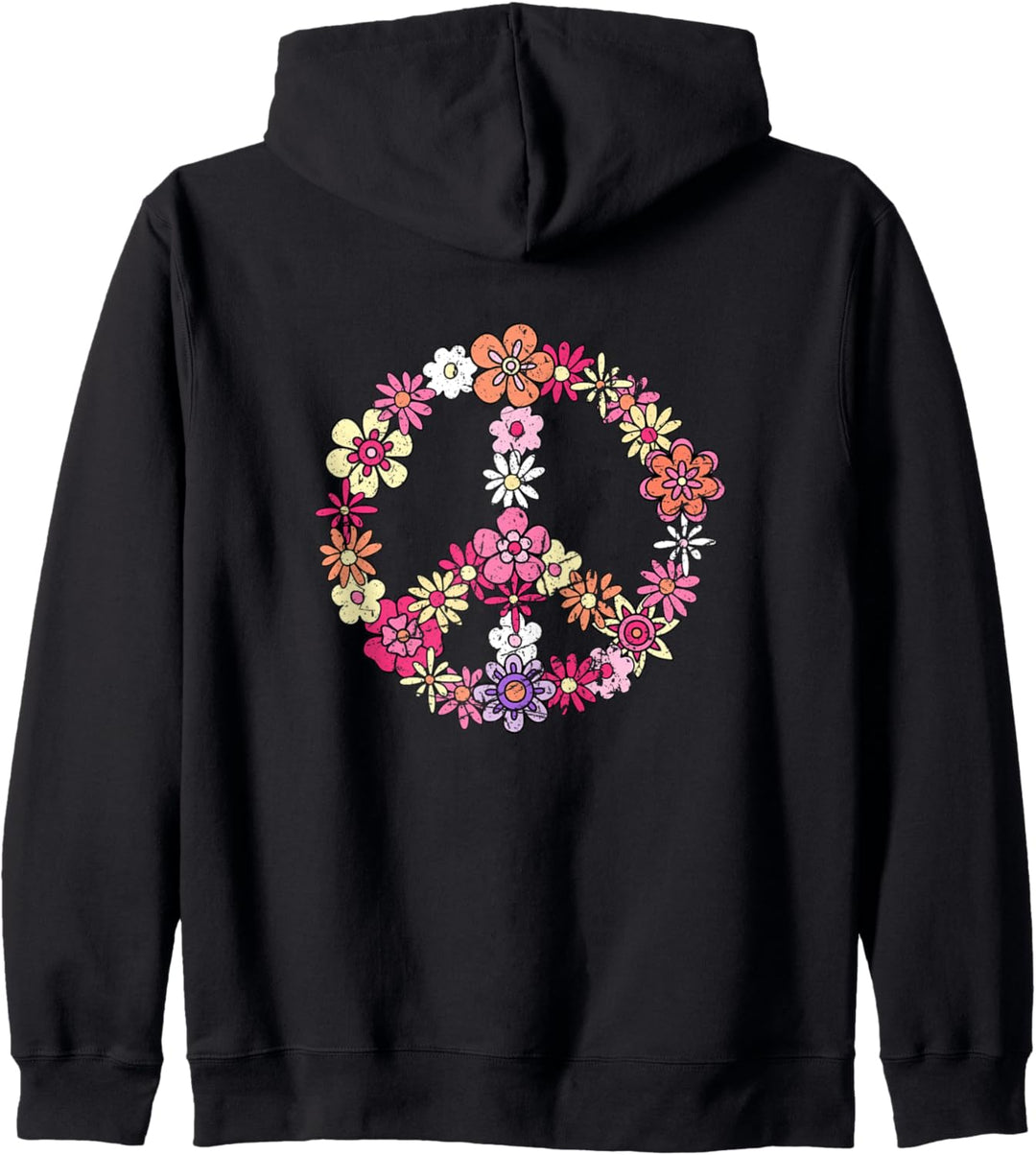 Cooles Retro Floral Peace Zeichen Liebe Freundlichkeit Freiheit Männer Frauen Kapuzenjacke
