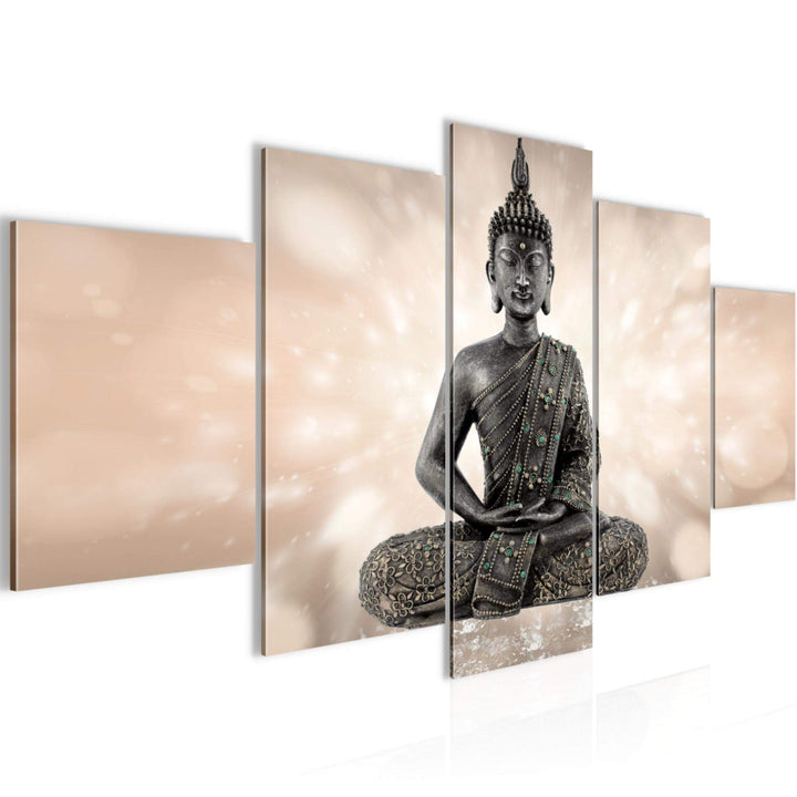 Runa Art Wandbilder Buddha Feng Shui 5 Teilig Bild auf Vlies Leinwand Deko Wohnzimmer Schlafzimmer Z