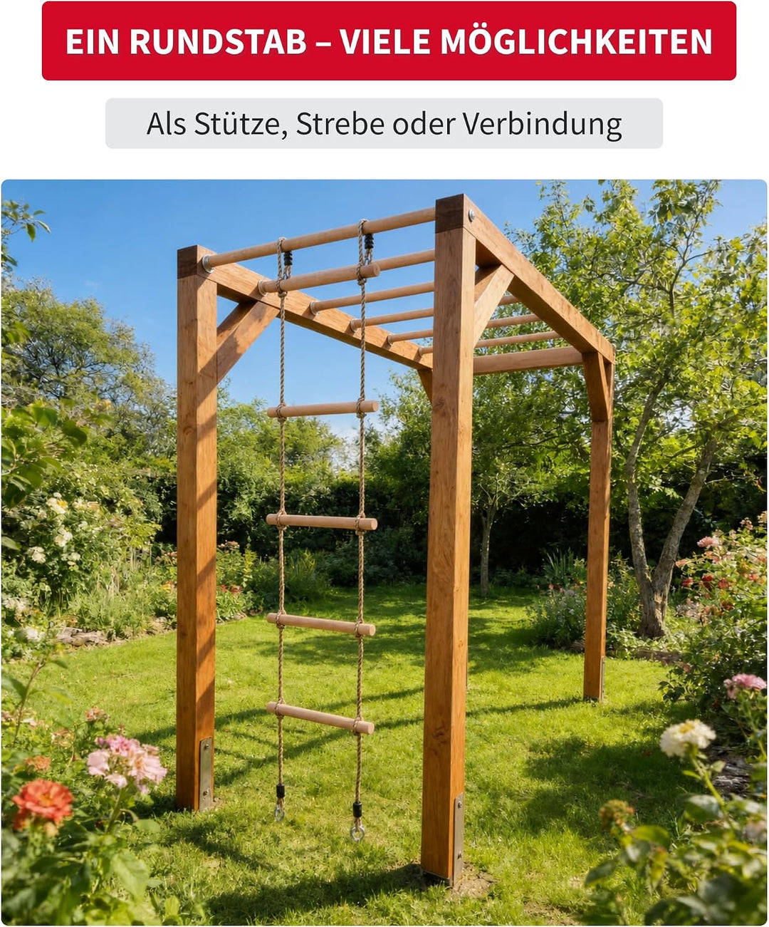 Gedotec Buchen-Rundstab glatt | Rundhölzer | Bastelstäbe 25 x 1000 mm | 5 Stück | Holzstäbe aus Buch