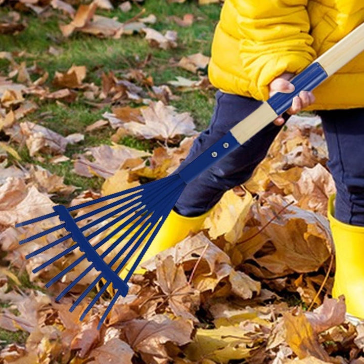 Kinder-Laubrechen 27 cm Abnehmbarer Holzstiel mit Handschuhen | Laubrechen für Gartenarbeit Camping