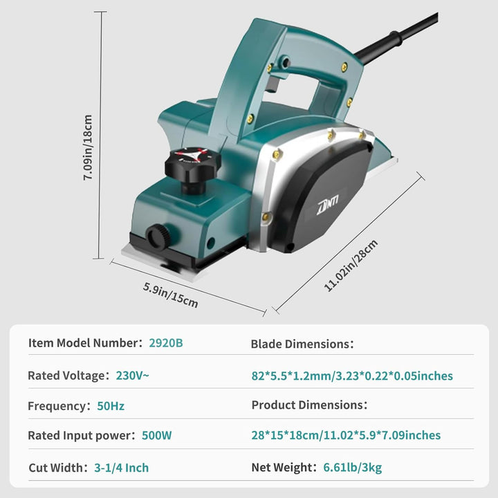 DNTI 500w Holzhobel Elektrohobel holz 16000rpm Hobelbreite 82 mm - Spantiefe 1 mm hobel holz elektri