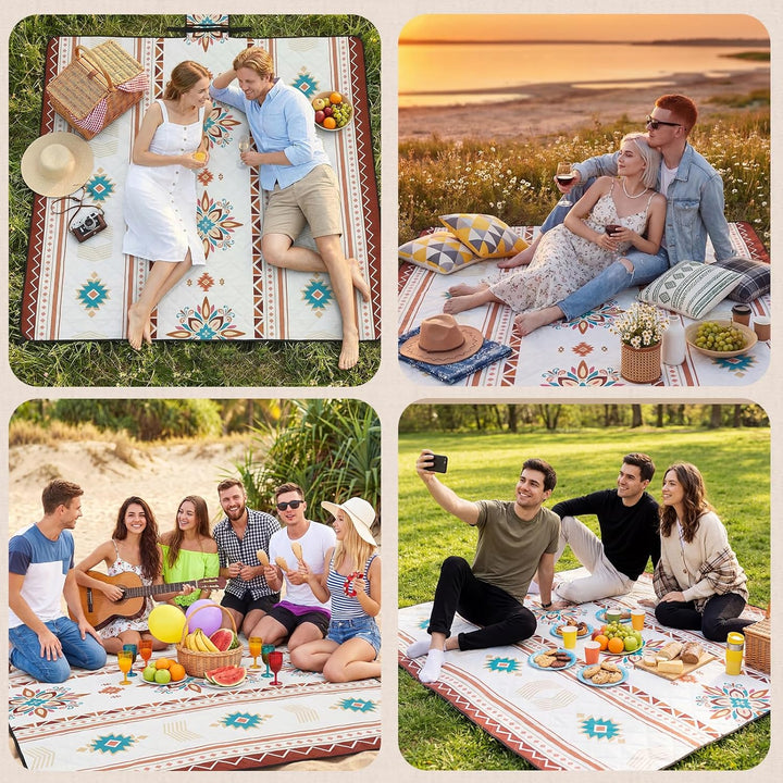 HAUSPROFI Picknickdecke Wasserdicht & Isoliert 200x200 cm Grosse Picknick Decke mit 3 Lagen Camping