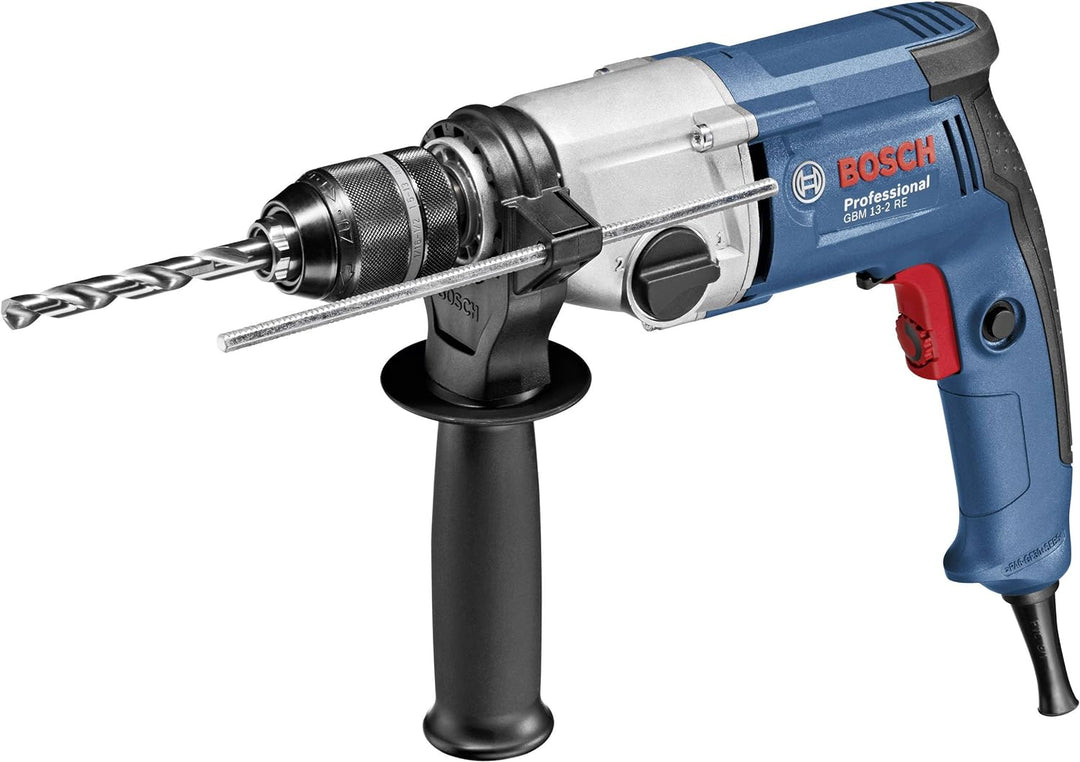 Bosch Professional Bohrmaschine GBM 13-2 RE (inkl. Zahnkranzbohrfutter 1,5-13mm, Zusatzhandgriff, Ti