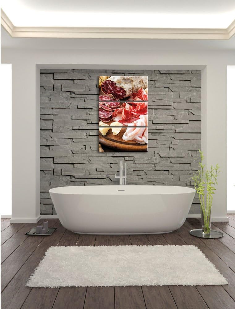 Pixxprint Brotzeit mit Wurst 3-Teiler Leinwandbild 120x80 Bild auf Leinwand