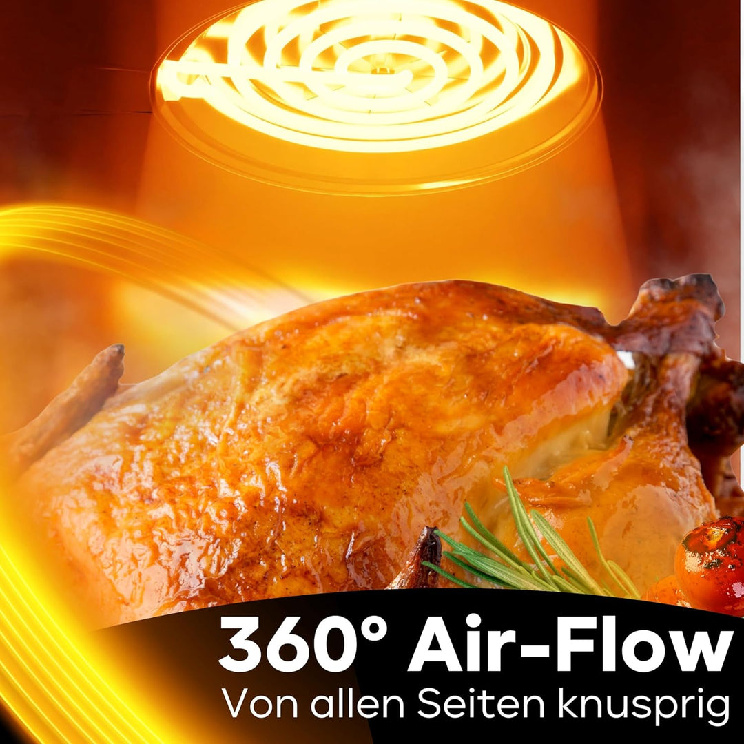 Bomann® Heissluftfritteuse XXL - 5L Fritteuse | Heissluft für fettfreies frittieren | Edelstahl-Airf