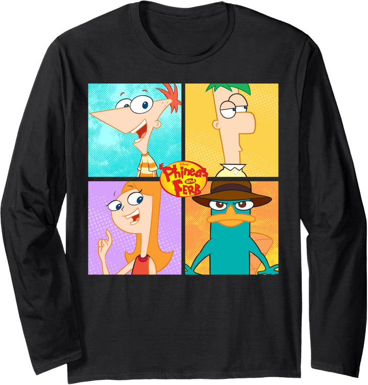 Disney Phineas And Ferb Character Box Up Langarmshirt