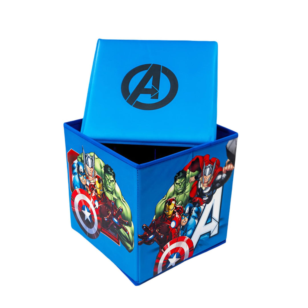 Marvel Avengers Kinder Spielzeugkorb mit Deckel 30x30x30 cm – Aufbewahrungsbox aus Polyester für Spi