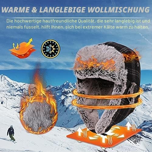 Comhats Winter Trapper-Hut Kunstleder Aviator Pilotenmütze Herren Damen Warm Gefütterte Kunstpelz-Hu