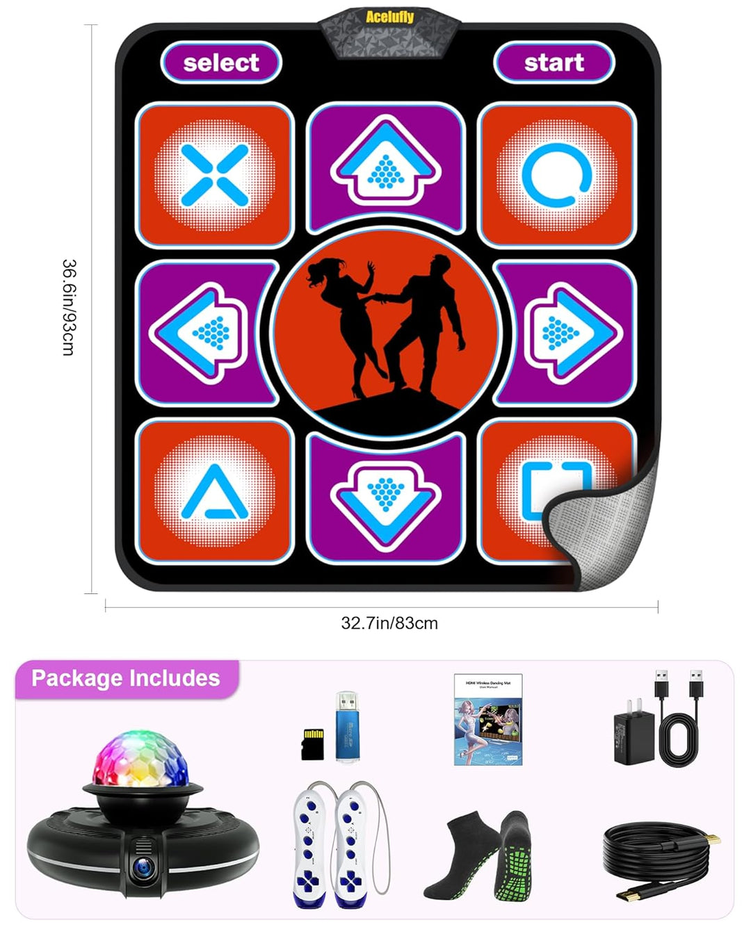 Kinder Tanzmatte mit kabellosem Controller, rutschfestes Tanzmatte für TV mit Kamera, Spass Tanzspie