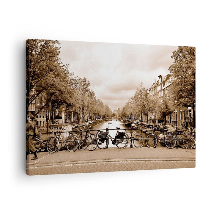 Bilder auf Leinwand Kanal Fahrräder Amsterdam Zentrum Leinwandbild 70x50cm Wandbilder Dekoration Woh