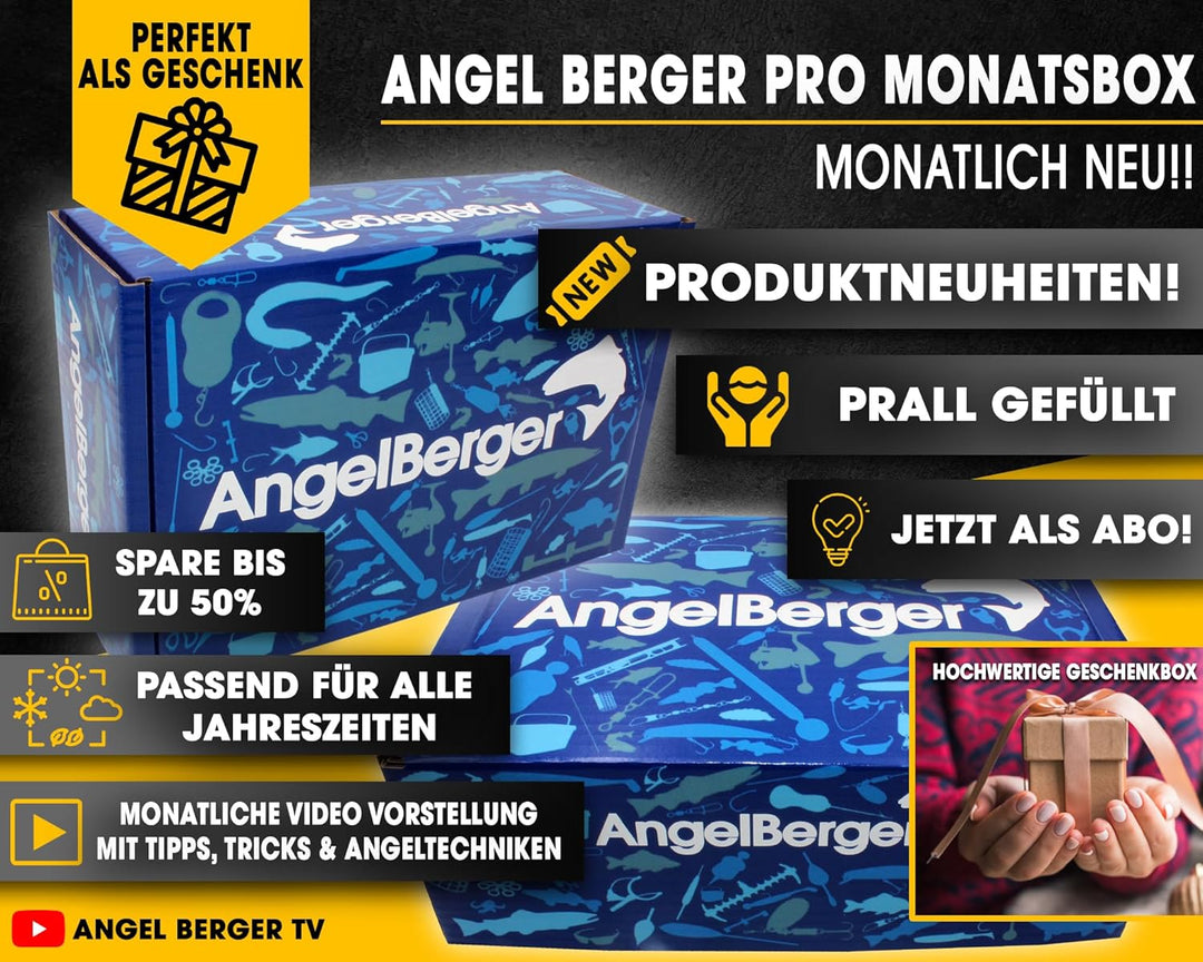 Angel Berger Pro Monatsbox Angelbox gefüllt mit Angelzubehör Promo Box Fishing Tackle Geschenk Angel