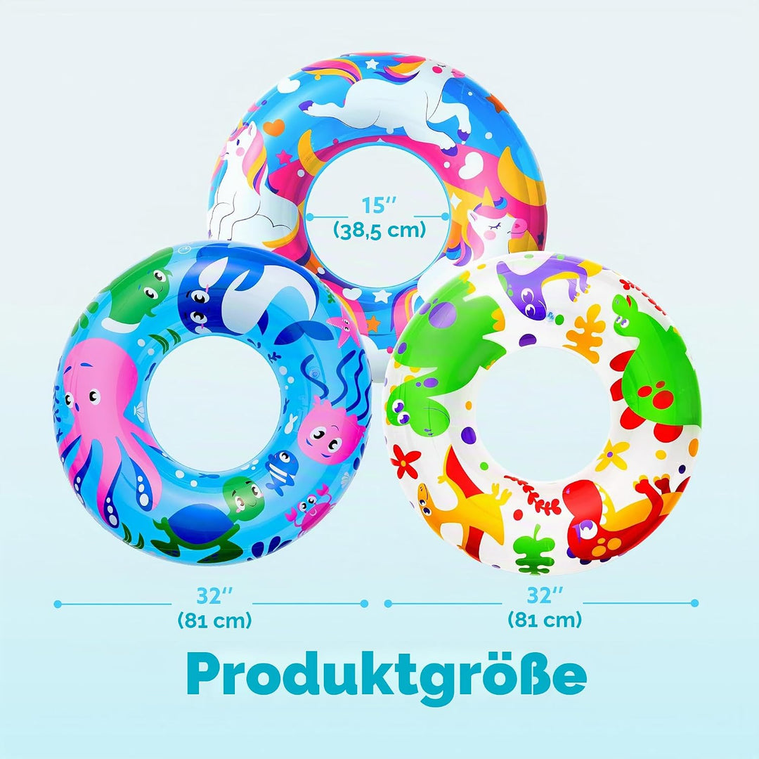 JOYIN 3 Pack Aufblasbarer Schwimmreifen mit Glitzern 32.5"/82.55cm, Schwimmring, Sommer Wasser Schwi