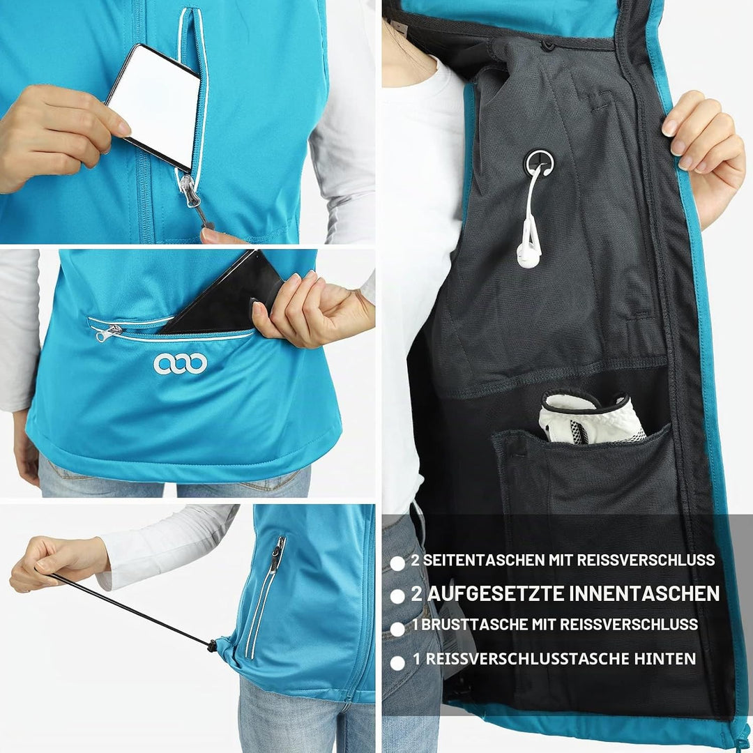 33,000ft Damen Leichte Laufweste Outdoor Softshell Weste Frau Ärmellose Jacke Winddichte Wasserdicht