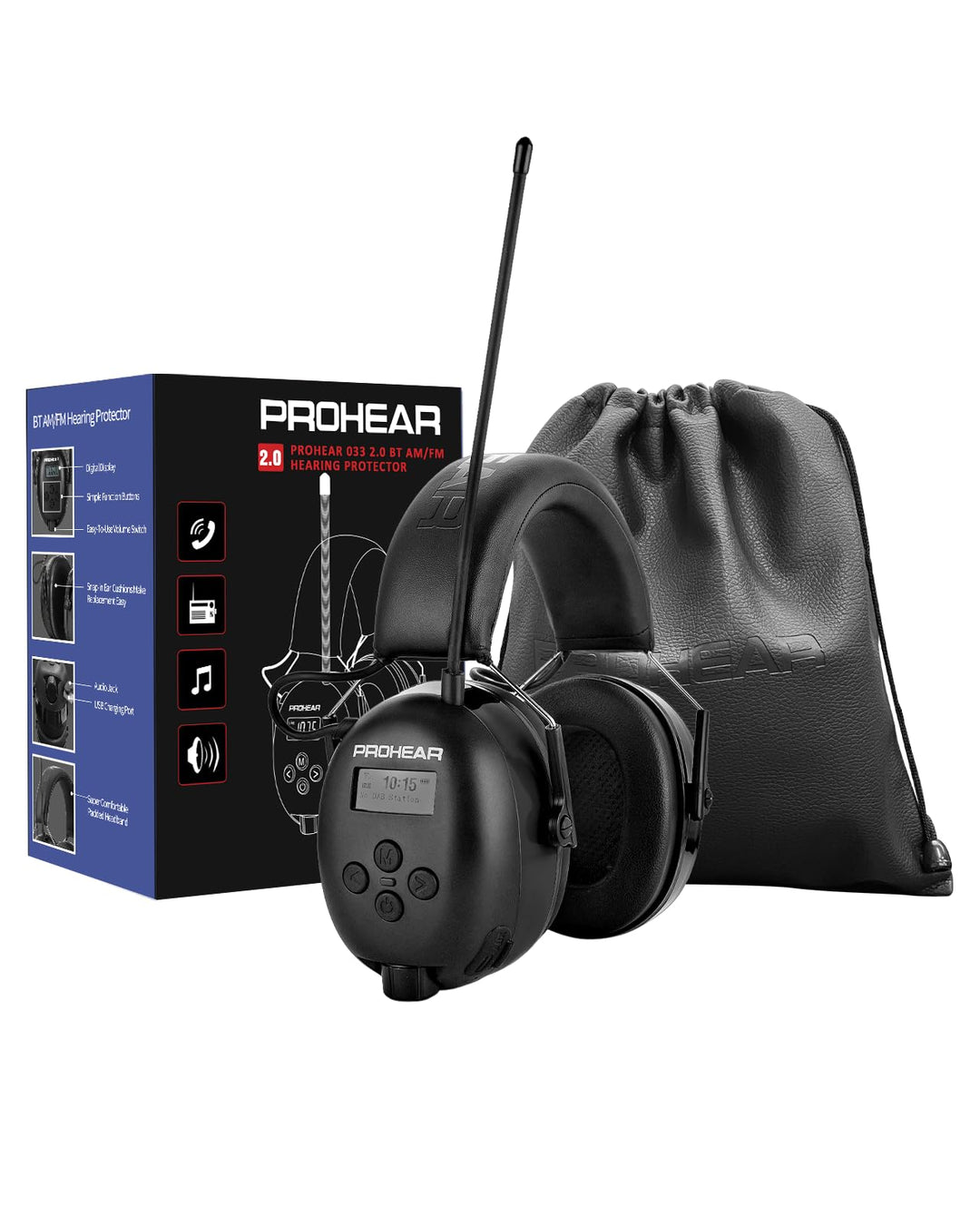 PROHEAR 033 Gehörschutz mit Radio, SNR31dB - Ohrenschützer mit Bluetooth FM/AM, Eingebautem Mikrofon