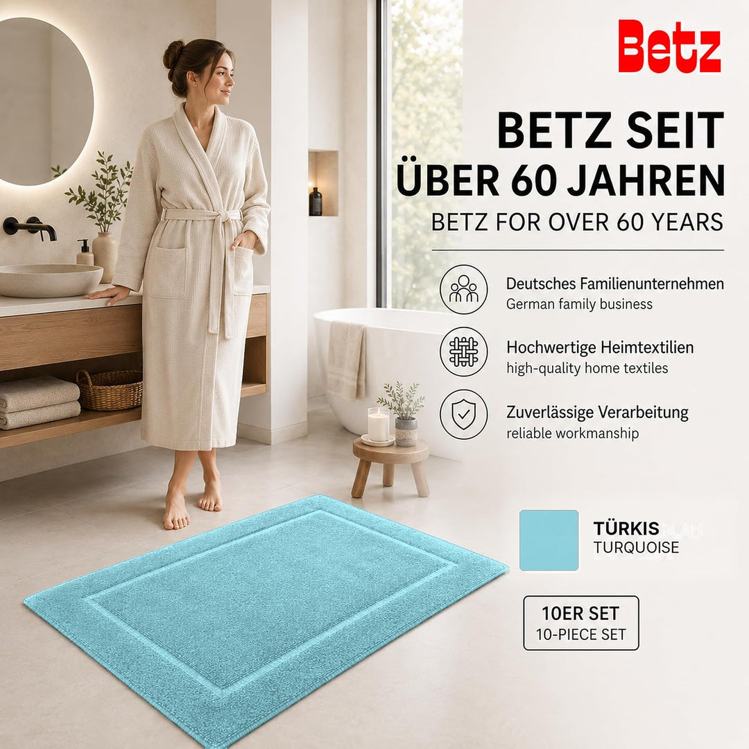 Betz Badvorleger Premium 10 Stück 50×70 cm – Badematte aus 100% Baumwolle (ca. 650 g/m²), saugstark