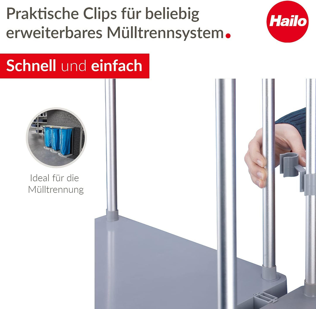 Hailo ProfiLine MSS XXXL Mülltrenn-System - inklusive Rollen - Stabiler 120 Liter Müllsackhalter - A
