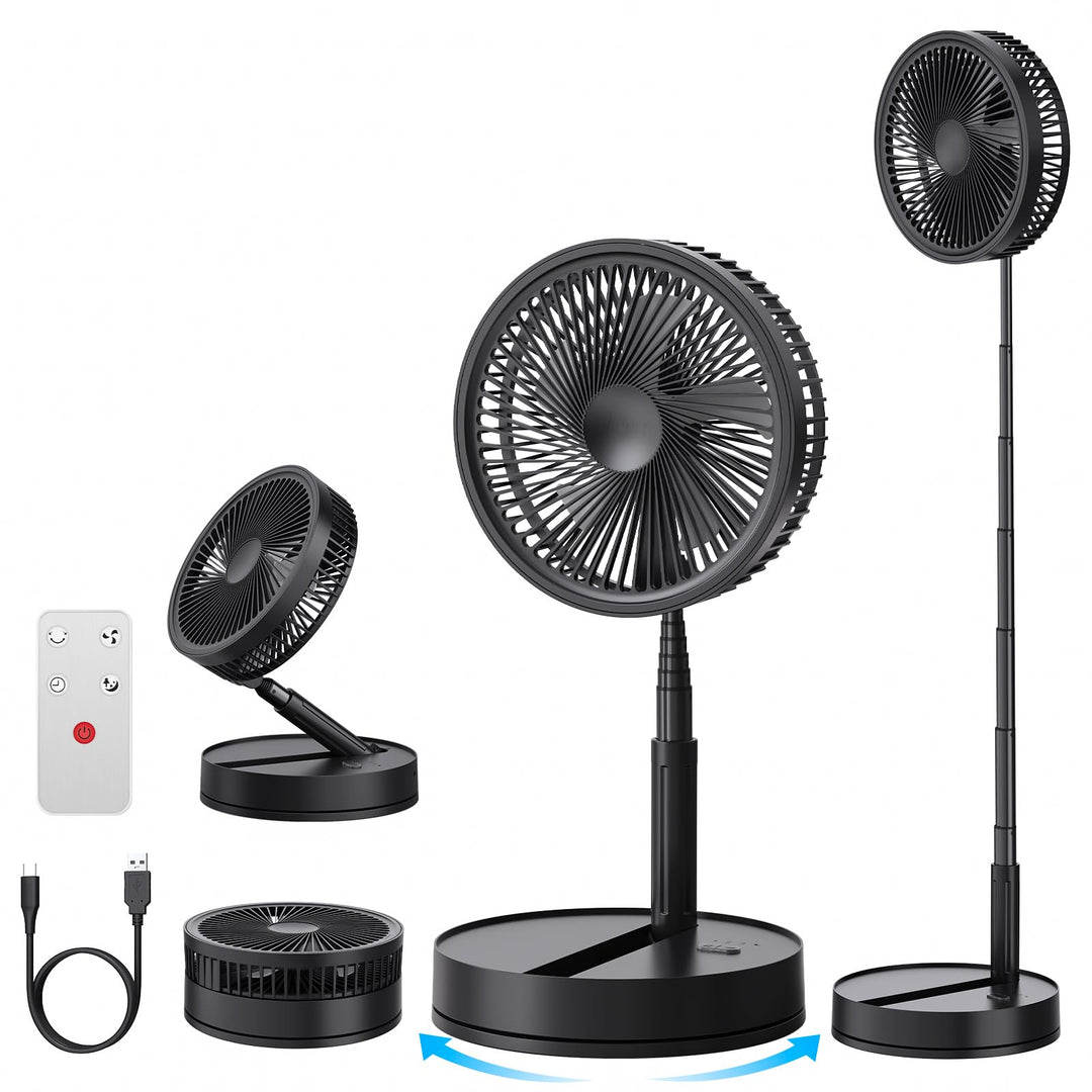 Standventilator, tragbar, leise, 8,6 Zoll, schwarz, Lüfter mit Fernbedienung, 4 Geschwindigkeitsstuf