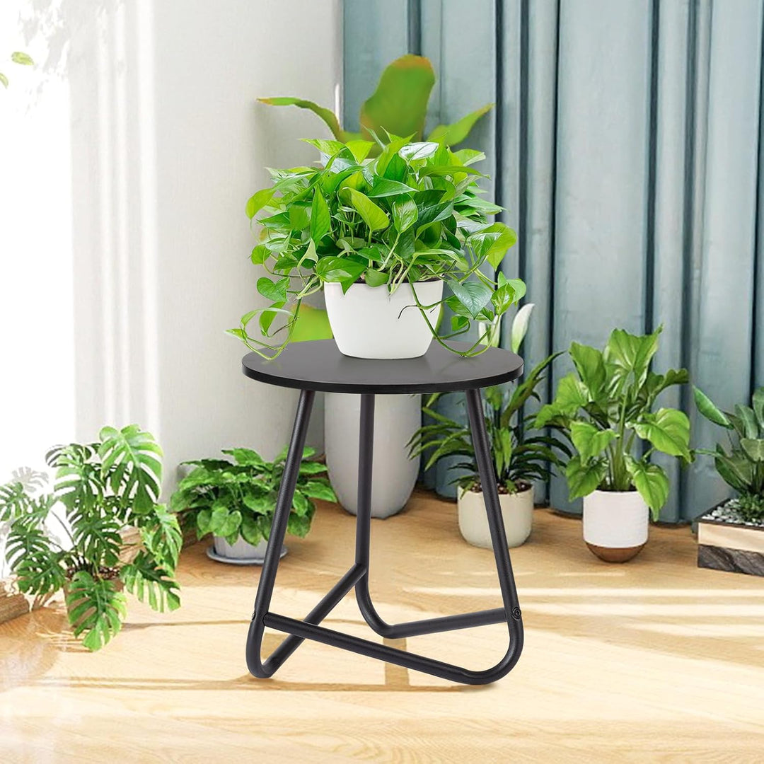 HDANI 35cm Rund Pflanzenständer,Blumenständer,Pflanzenregal aus Holz und Metall,Modernes Regal für Z