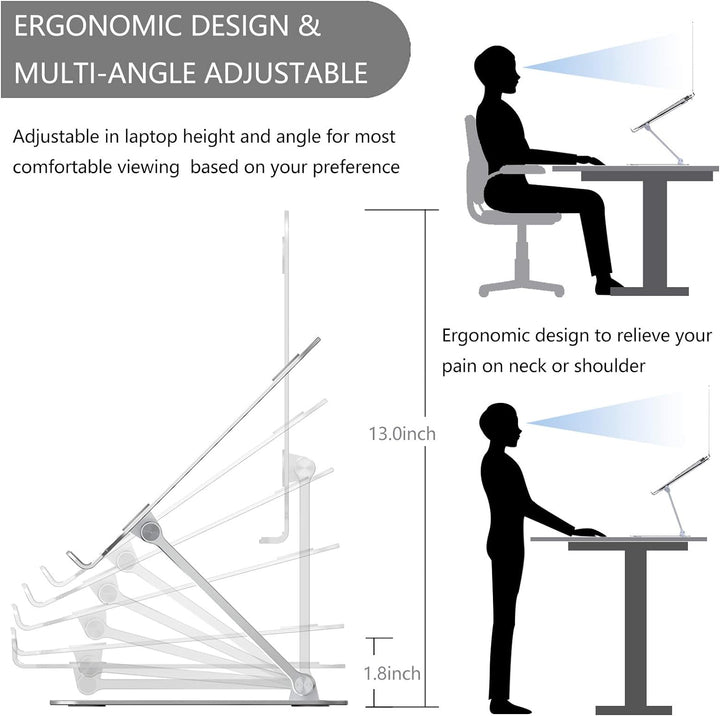 Yanavee Laptop Ständer, Premium Aluminium Laptop Computer Ständer Höhenverstellbar, Ergonomisch Note