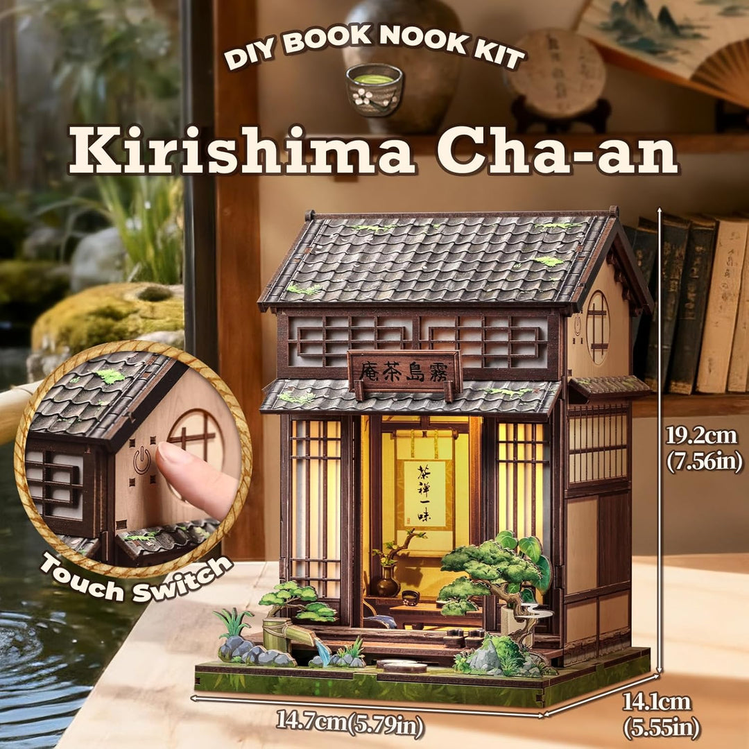 Fsolis Book Nook Japan Booknook Bausatz für Erwachsene, 3D-Holzpuzzles Buchecke, DIY-Miniaturhaus-Se
