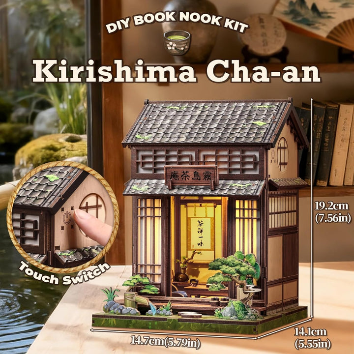 Fsolis Book Nook Japan Booknook Bausatz für Erwachsene, 3D-Holzpuzzles Buchecke, DIY-Miniaturhaus-Se