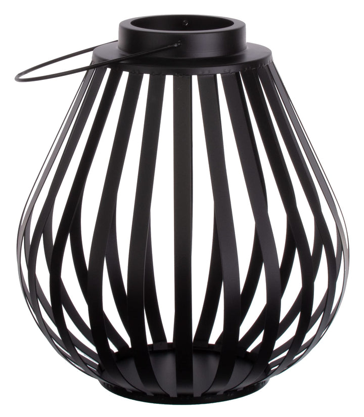 Brandsseller Windlicht 29,5 x 27,5 cm Metall mit Henkel Gitter Design Schwarz Kerzenständer Laterne
