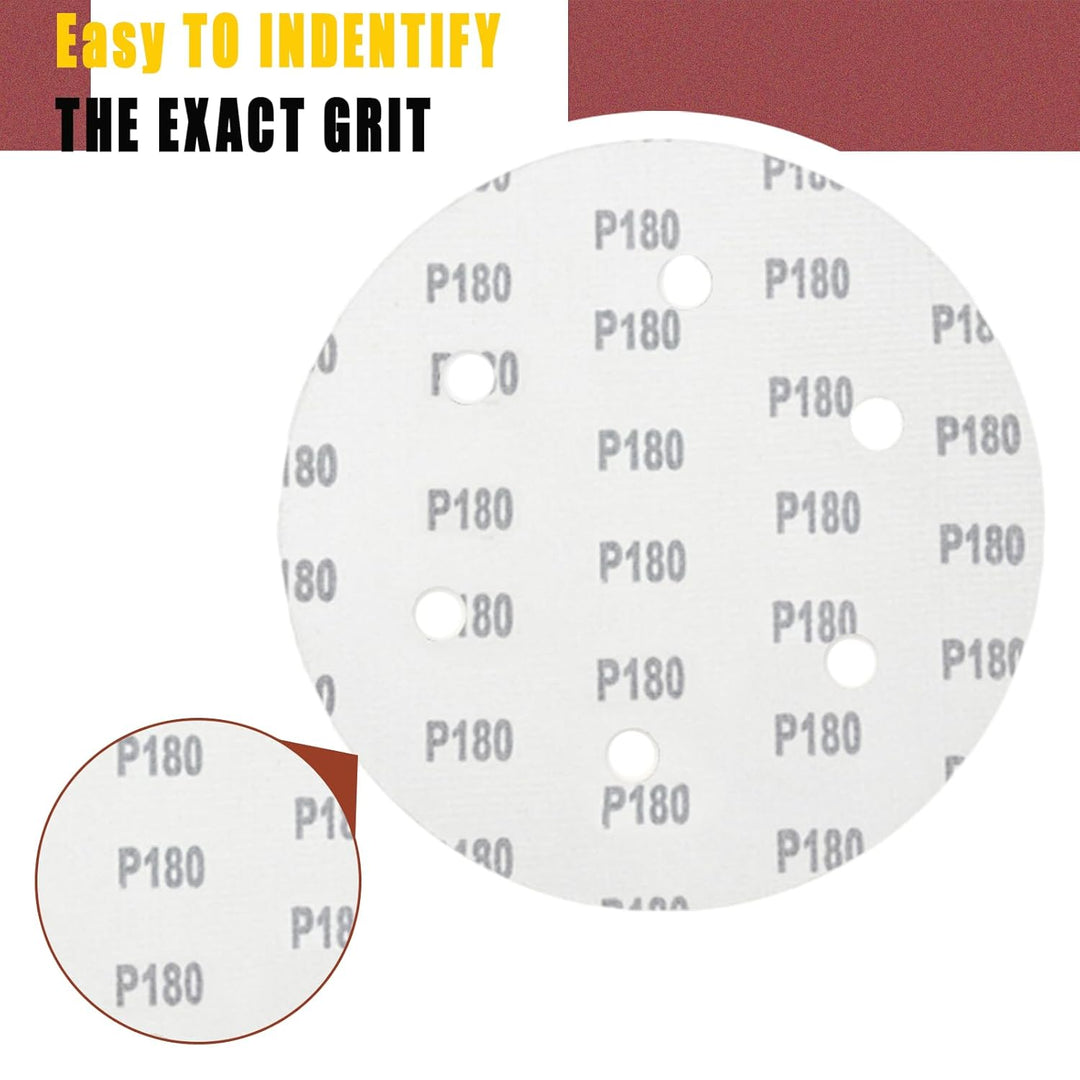 Schleifpapier 225mm Klett 30 Stück 6 Loch Körnung (30 Stück-80,100,120,150,180,240), 30 Stück-8