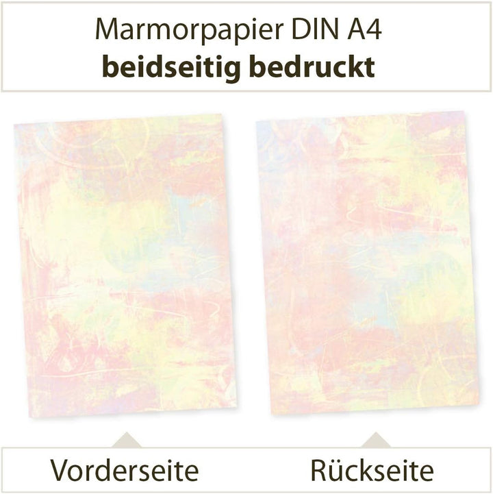 Motivpapier Pastell (250 Blatt) beidseitig Motivpapier DIN A4 bunt Erwachsene Aquarell vintage farbi