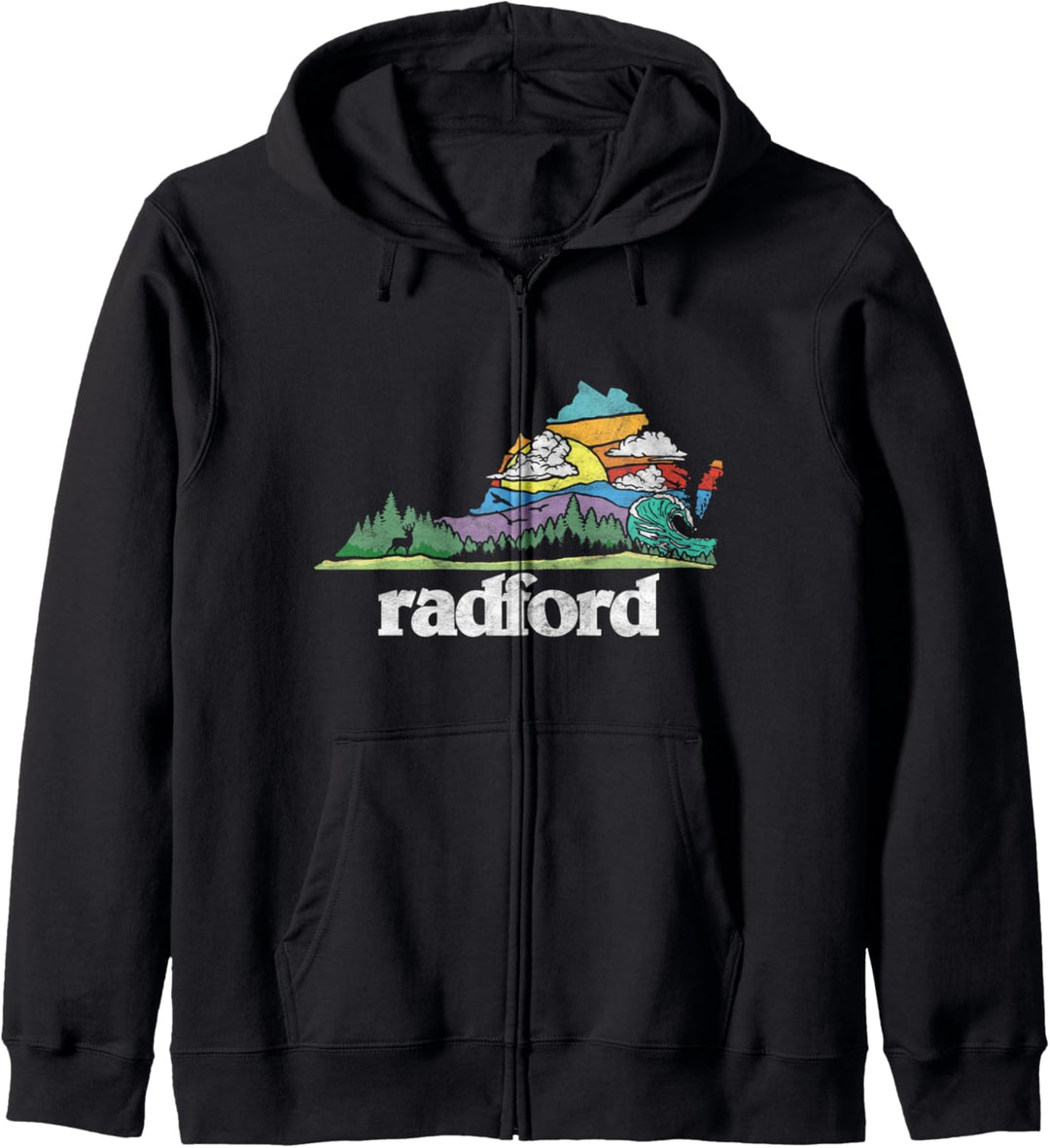 Radford Virginia Outdoors & Nature Lover Retro 80s Graphic Kapuzenjacke